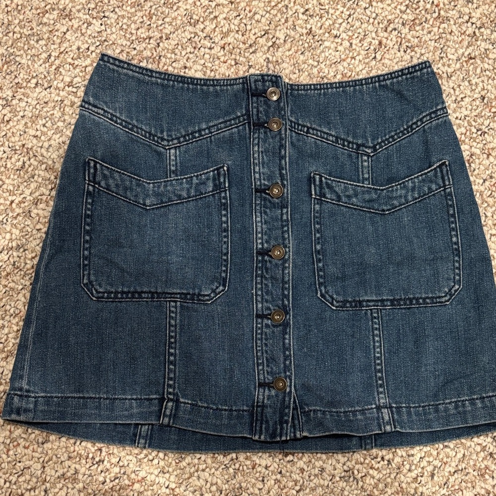 Free People Denim Button-Front Skirt